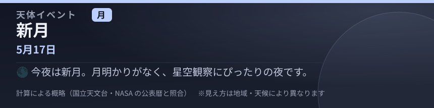 新月 の見え方カード